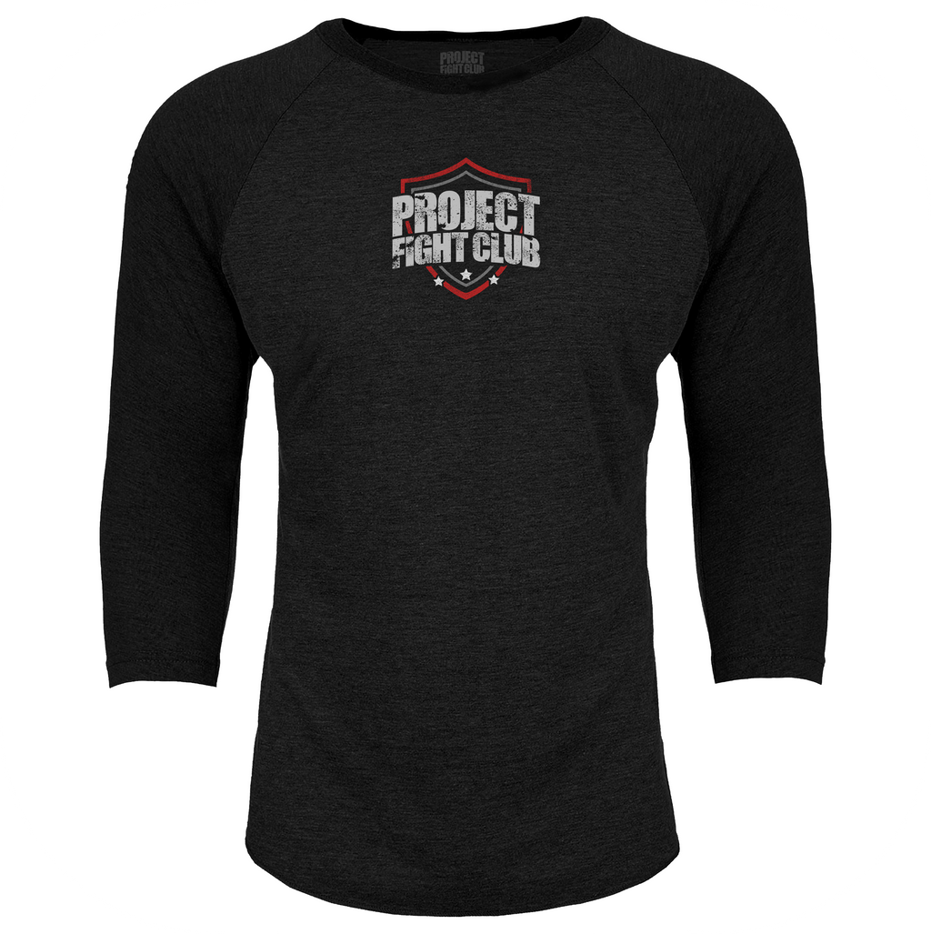 BLACK 3/4 SLEEVE BASEBALL TEE - HONOR FIREFIGHTERS & EMTs