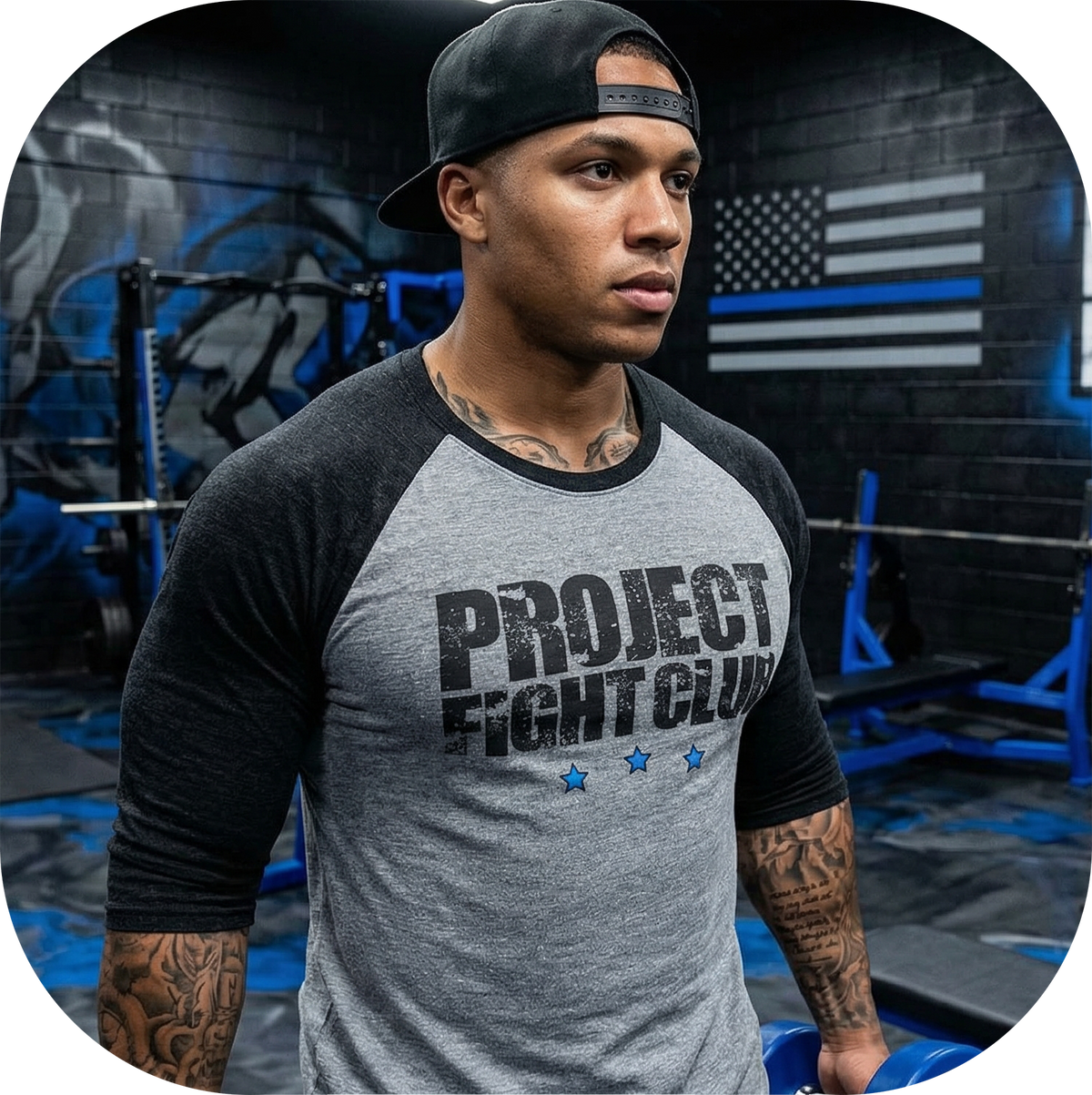 GREY & BLACK BASEBALL TEE #2 - SUPPORT POLICE