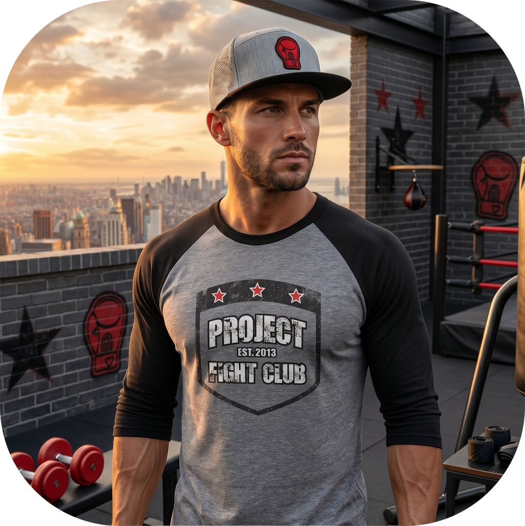 GREY & BLACK BASEBALL TEE #2 - HONOR FIREFIGHTERS & EMTs