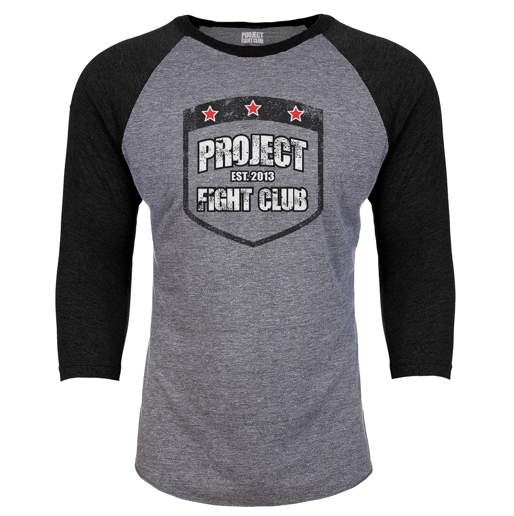 GREY & BLACK BASEBALL TEE #2 - HONOR FIREFIGHTERS & EMTs