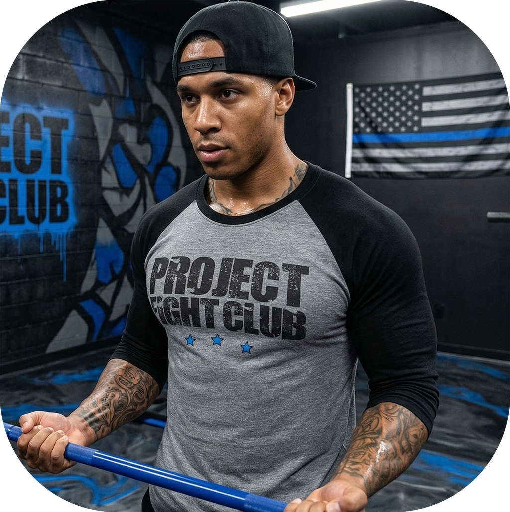 GREY & BLACK BASEBALL TEE #2 - SUPPORT POLICE