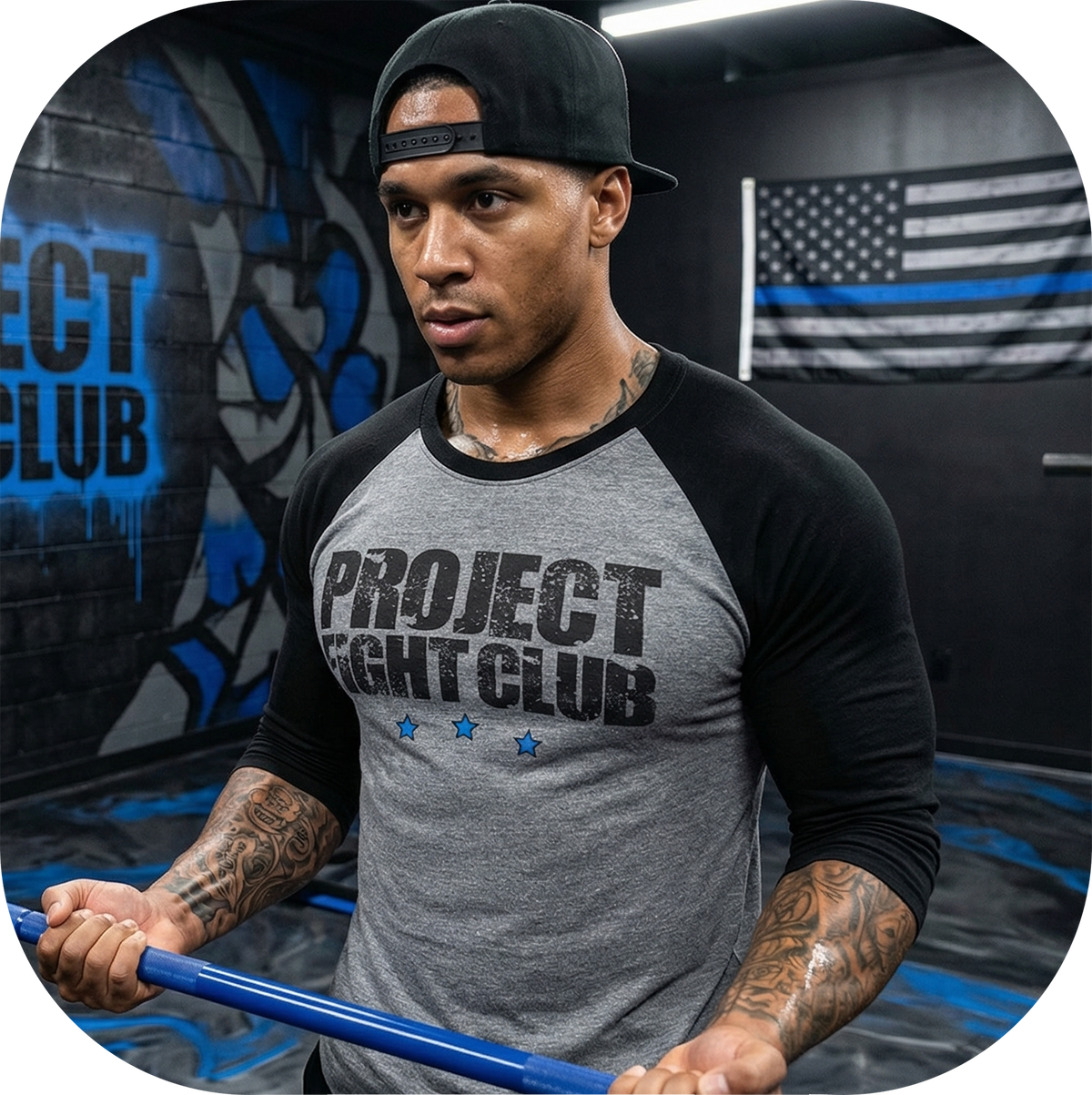 GREY & BLACK BASEBALL TEE #2 - SUPPORT POLICE