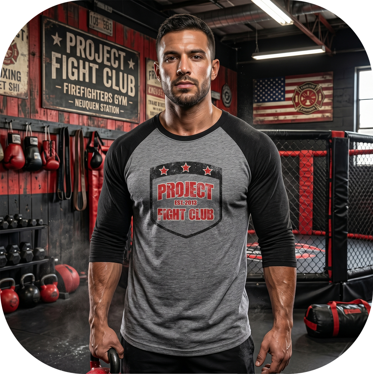 GREY & BLACK BASEBALL TEE - HONOR FIREFIGHTERS & EMTs