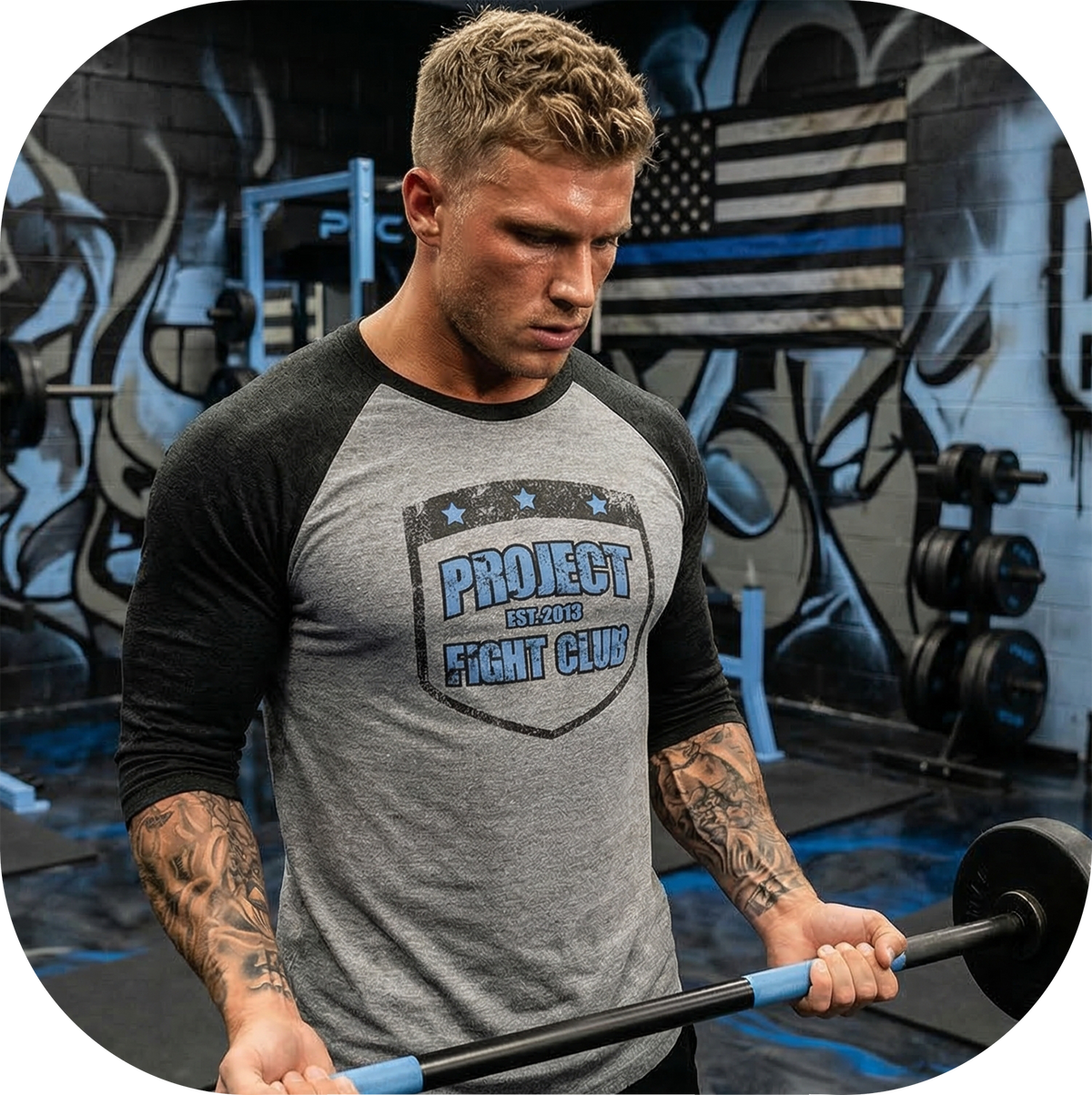 GREY & BLACK BASEBALL TEE - SUPPORT POLICE