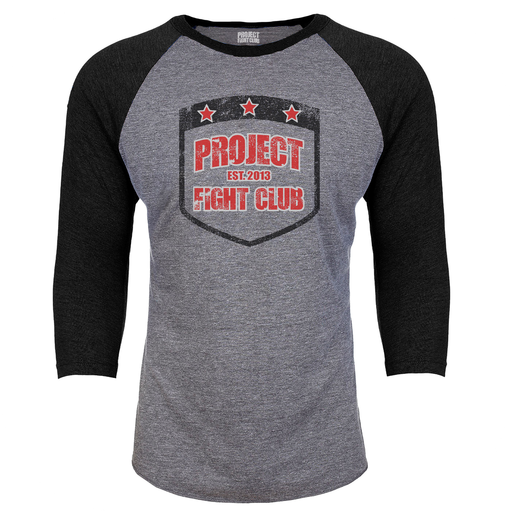GREY & BLACK BASEBALL TEE - HONOR FIREFIGHTERS & EMTs