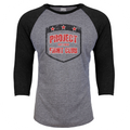 GREY & BLACK BASEBALL TEE - HONOR FIREFIGHTERS & EMTs