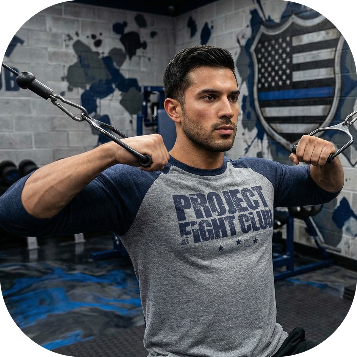 GREY & NAVY BASEBALL TEE - SUPPORT POLICE