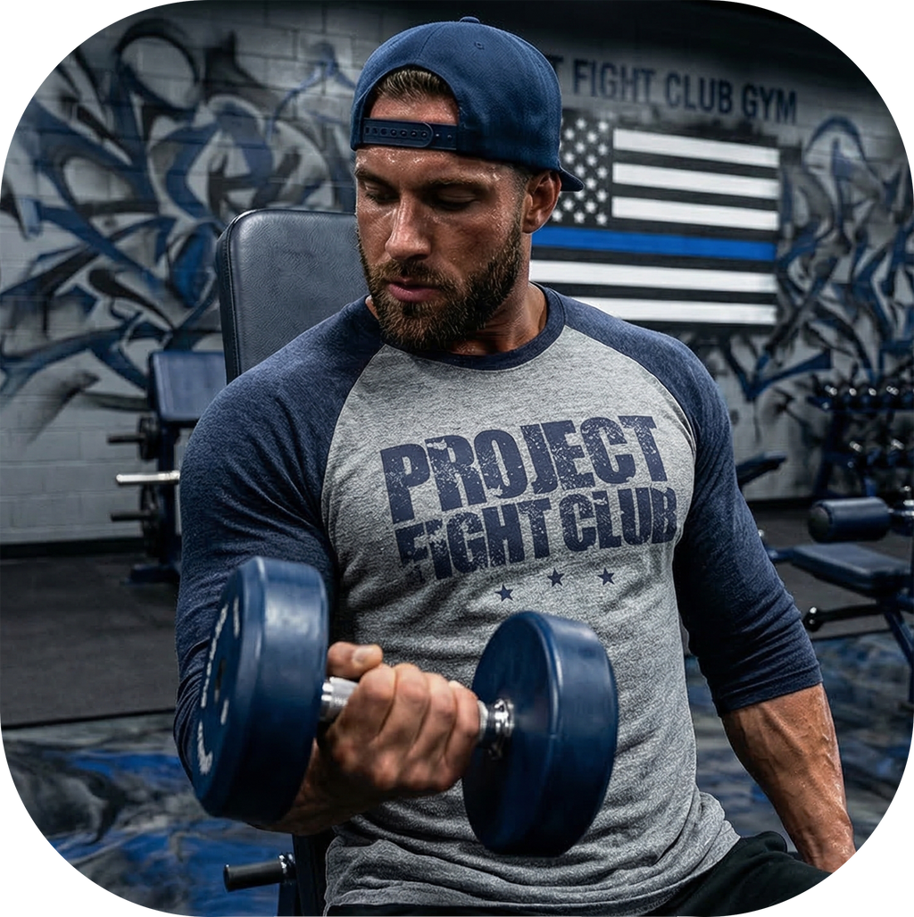GREY & NAVY BASEBALL TEE - SUPPORT POLICE