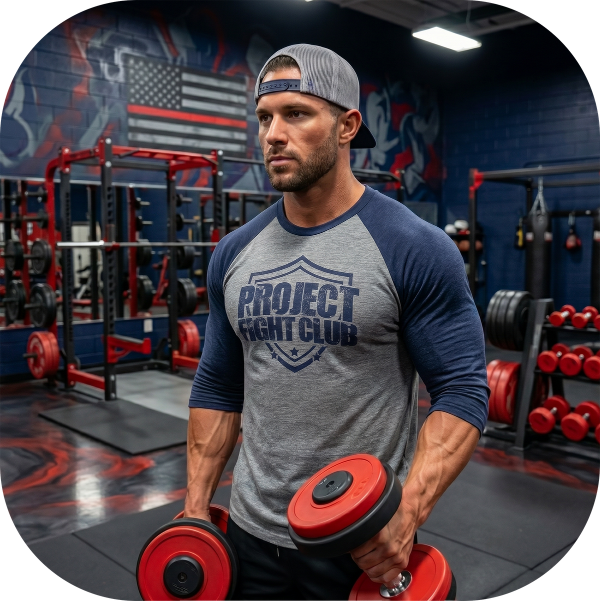 GREY & NAVY BASEBALL TEE - HONOR FIREFIGHTERS & EMTs