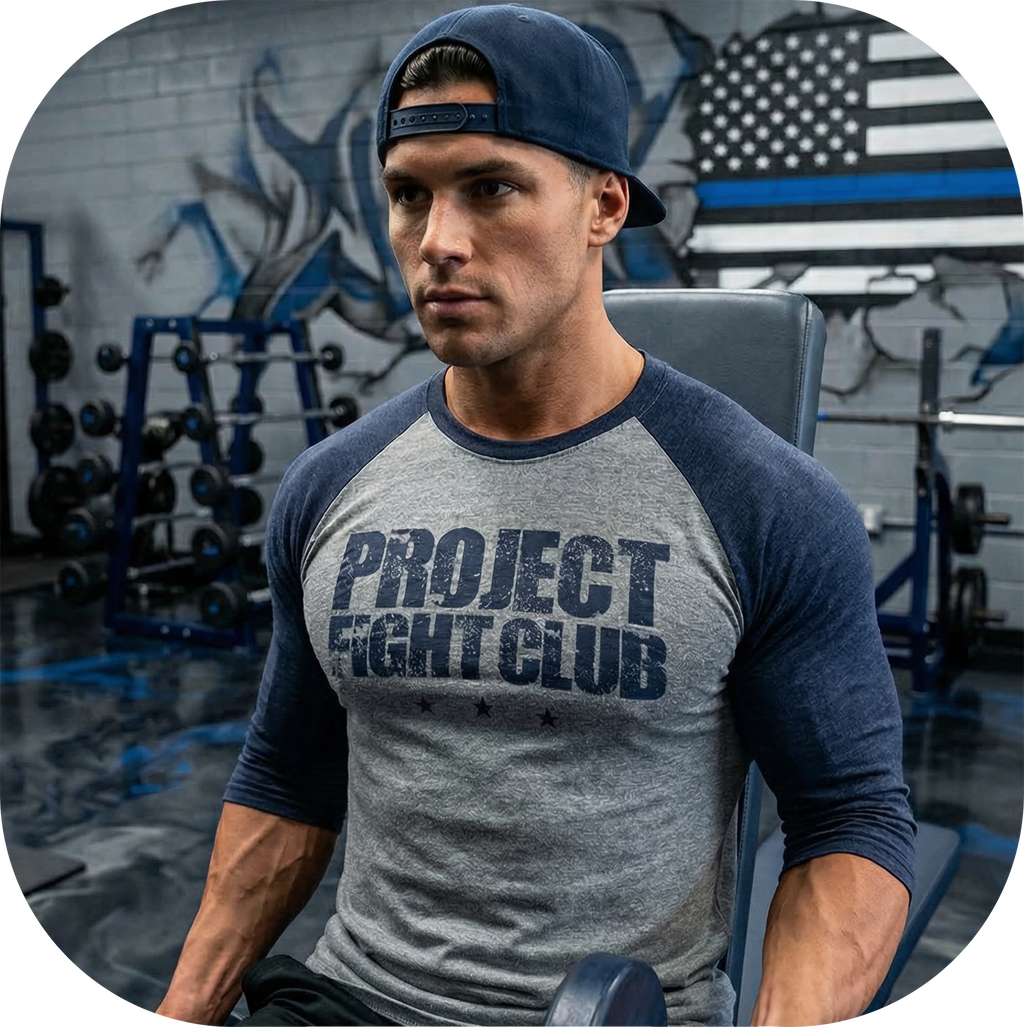 GREY & NAVY BASEBALL TEE - SUPPORT POLICE