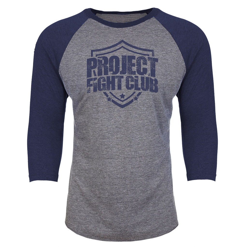 GREY & NAVY BASEBALL TEE - HONOR FIREFIGHTERS & EMTs