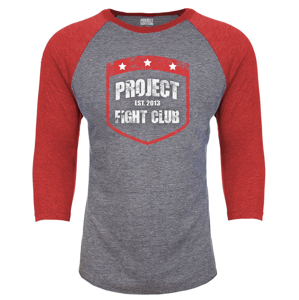 GREY & RED BASEBALL TEE - HONOR FIREFIGHTERS & EMTs