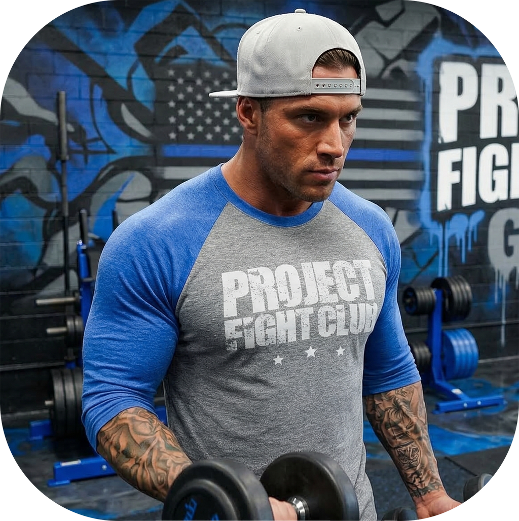 GREY & BLUE BASEBALL TEE #2 - SUPPORT POLICE