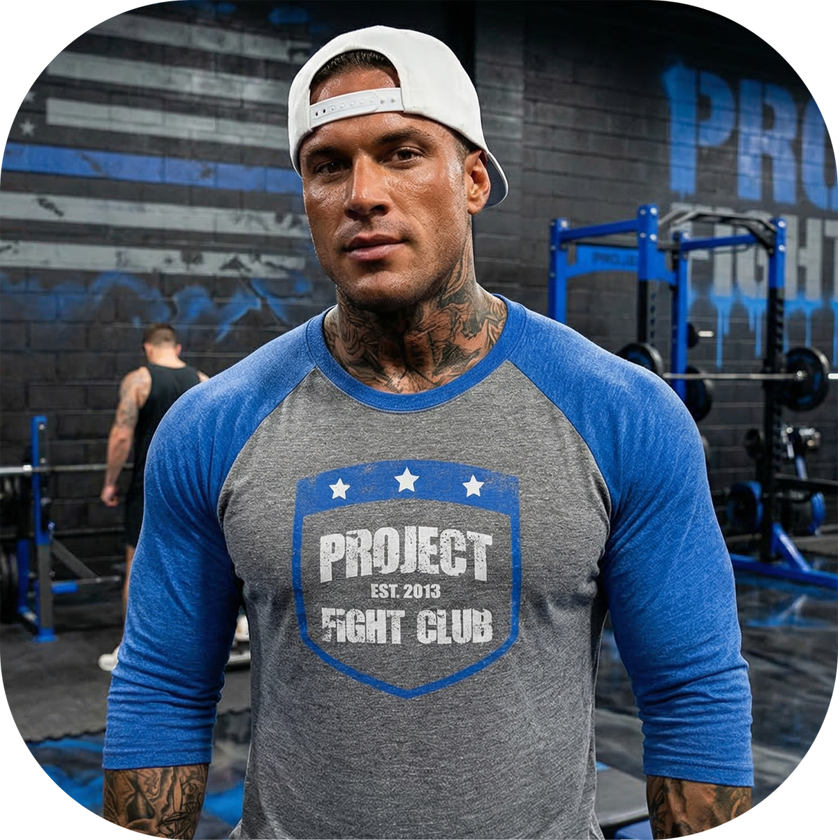 GREY & BLUE BASEBALL TEE - SUPPORT POLICE