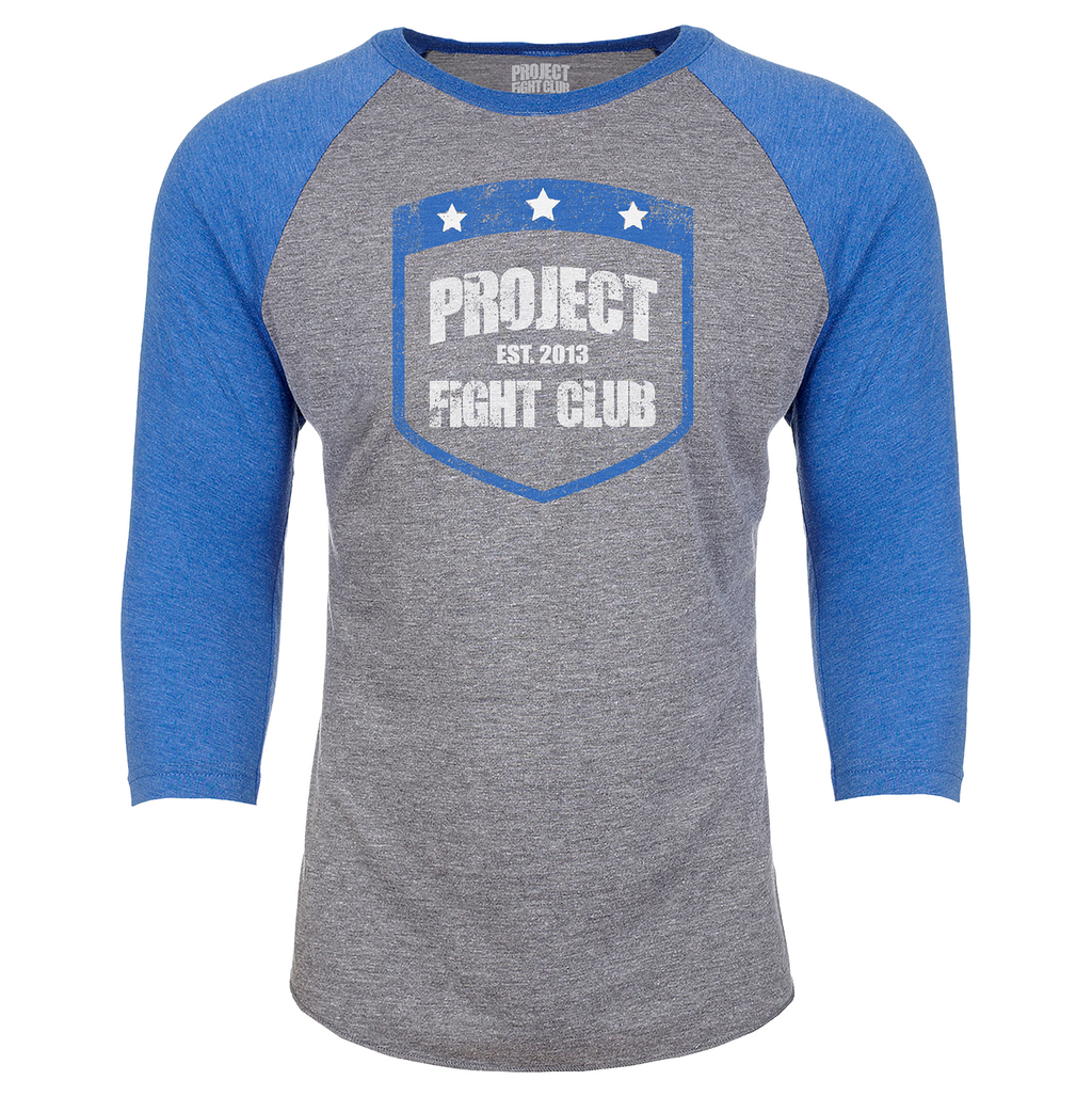 GREY & BLUE BASEBALL TEE - SUPPORT POLICE