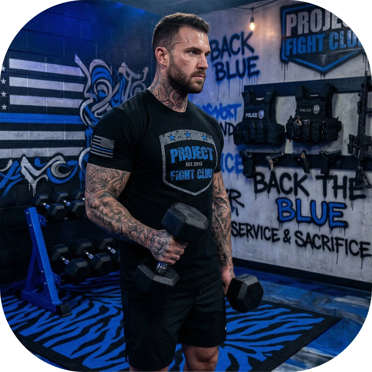 MENS BLACK T-SHIRT #5 - SUPPORT POLICE