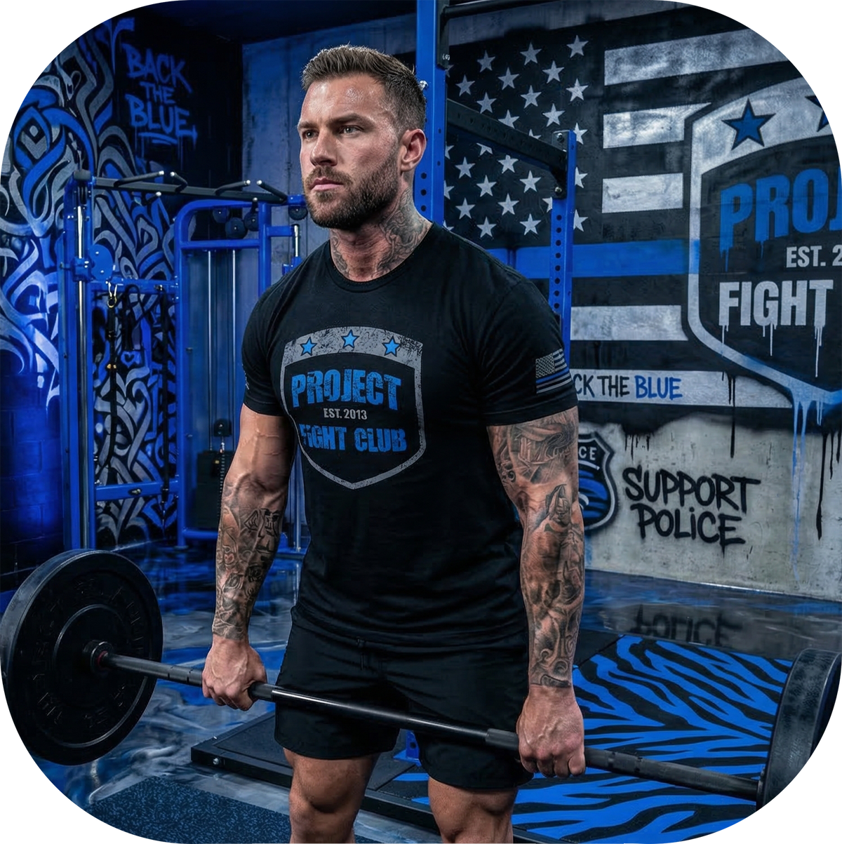 MENS BLACK T-SHIRT #5 - SUPPORT POLICE