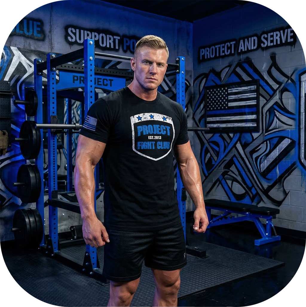 MENS BLACK T-SHIRT #7 - SUPPORT POLICE