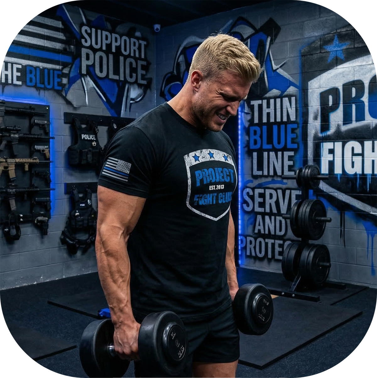 MENS BLACK T-SHIRT #7 - SUPPORT POLICE