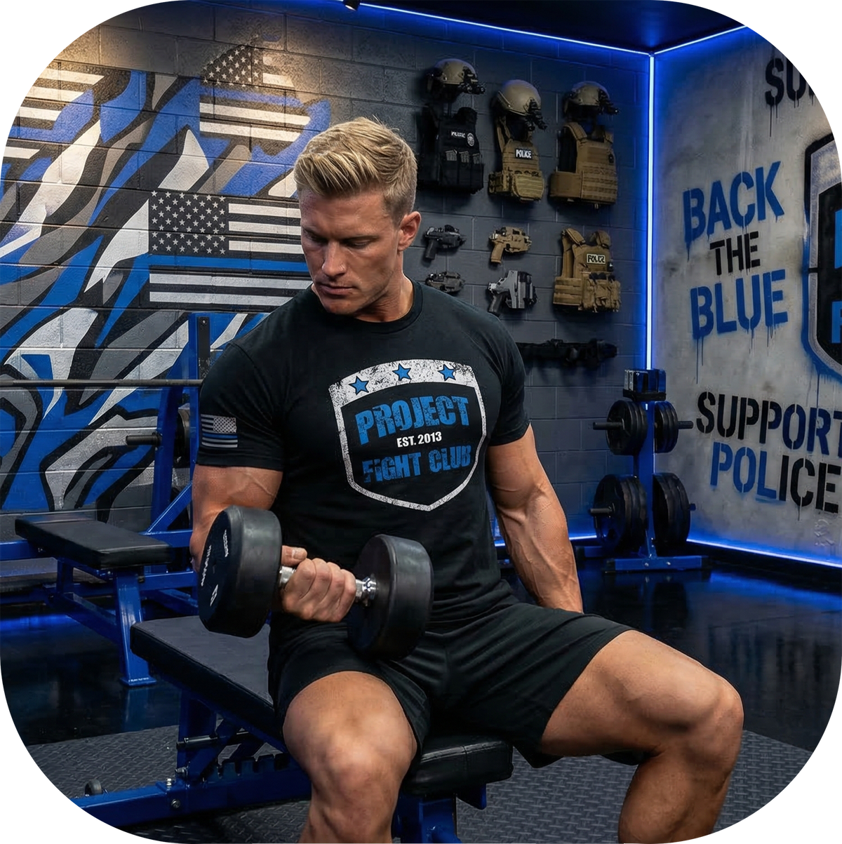 MENS BLACK T-SHIRT #7 - SUPPORT POLICE