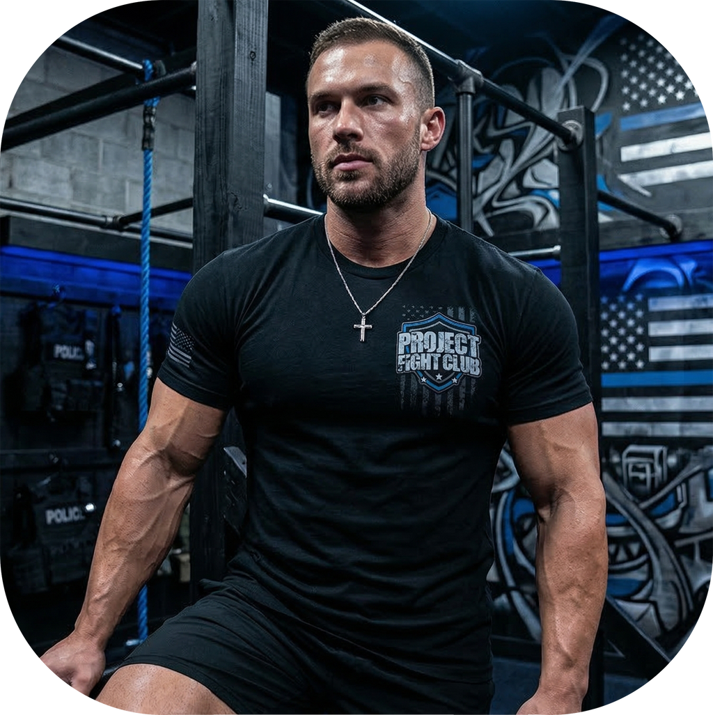 MENS BLACK T-SHIRT #8 - SUPPORT POLICE