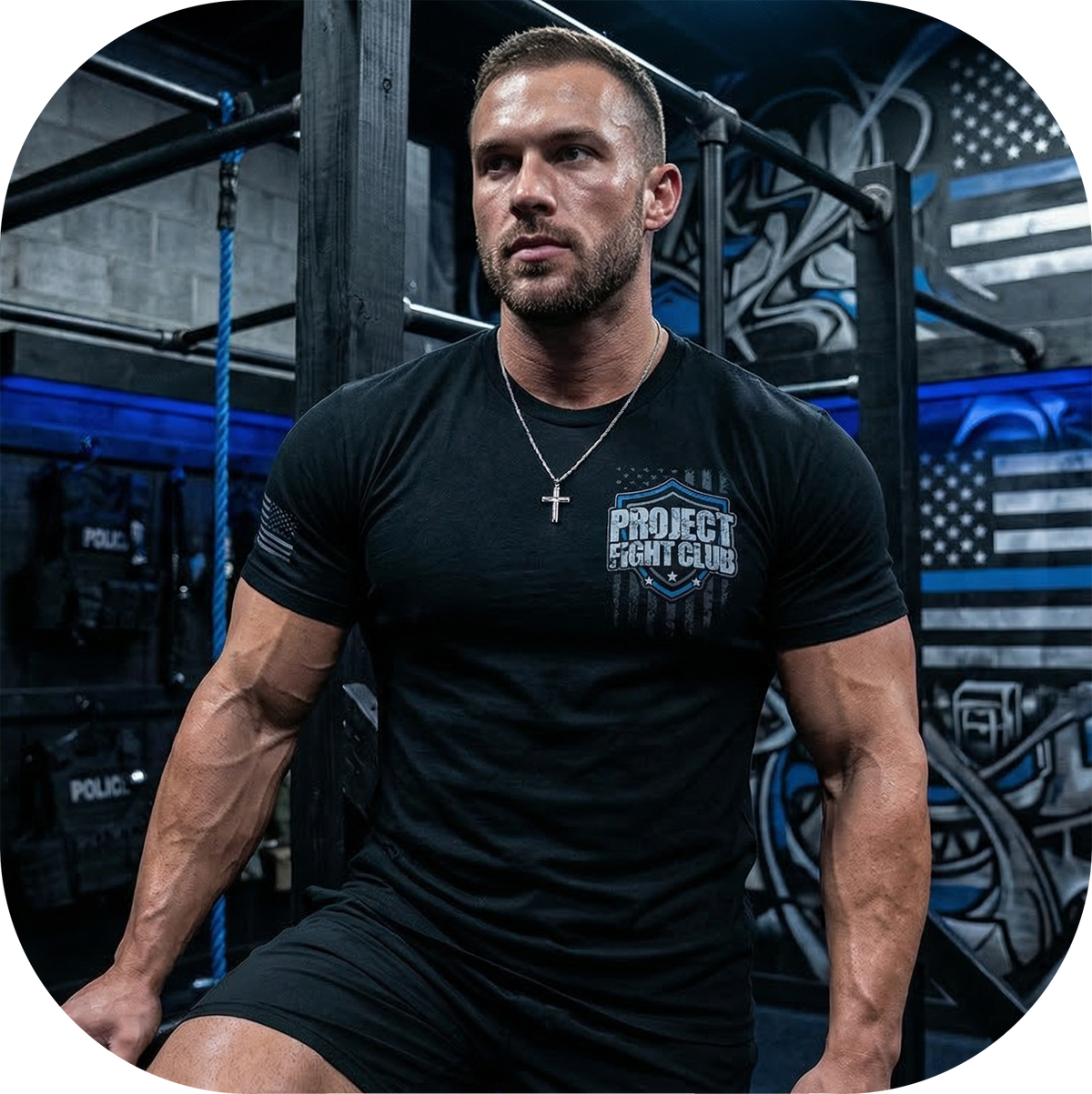 MENS BLACK T-SHIRT #8 - SUPPORT POLICE
