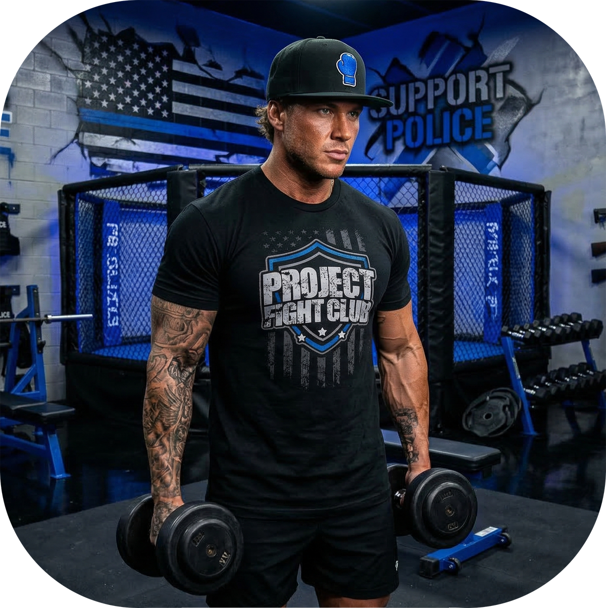 MENS BLACK T-SHIRT #9 - SUPPORT POLICE