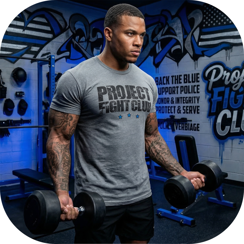 MENS GREY T-SHIRT - SUPPORT POLICE