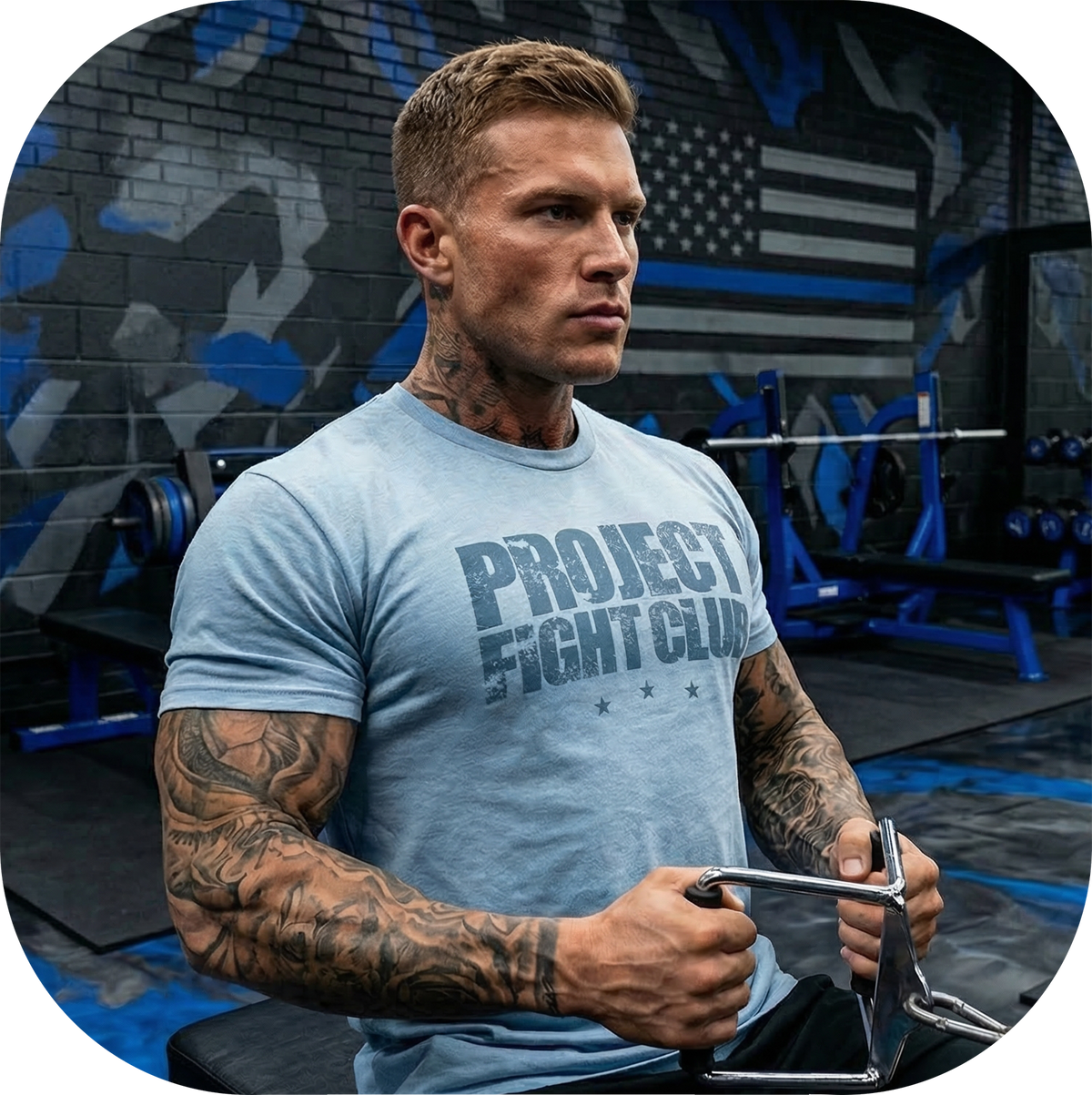 MENS ICE BLUE T-SHIRT - SUPPORT POLICE