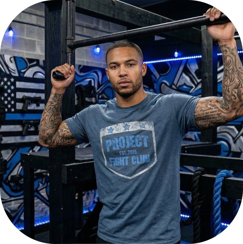 MENS INDIGO T-SHIRT - SUPPORT POLICE