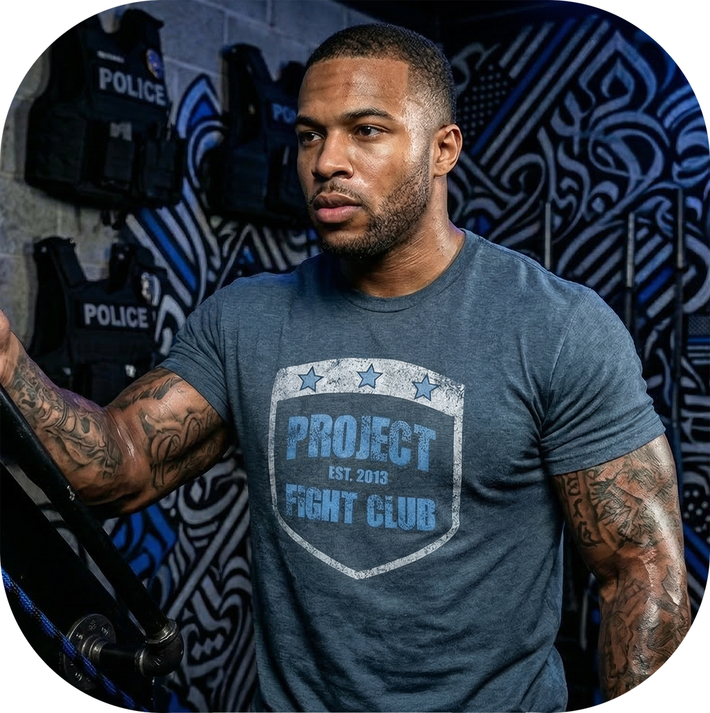 MENS INDIGO T-SHIRT - SUPPORT POLICE