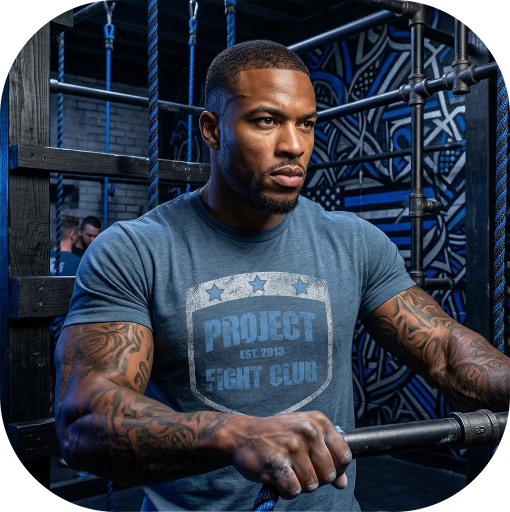 MENS INDIGO T-SHIRT - SUPPORT POLICE