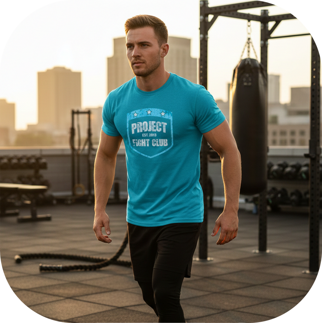 MENS TURQUOISE T-SHIRT - FIGHT ADDICTION
