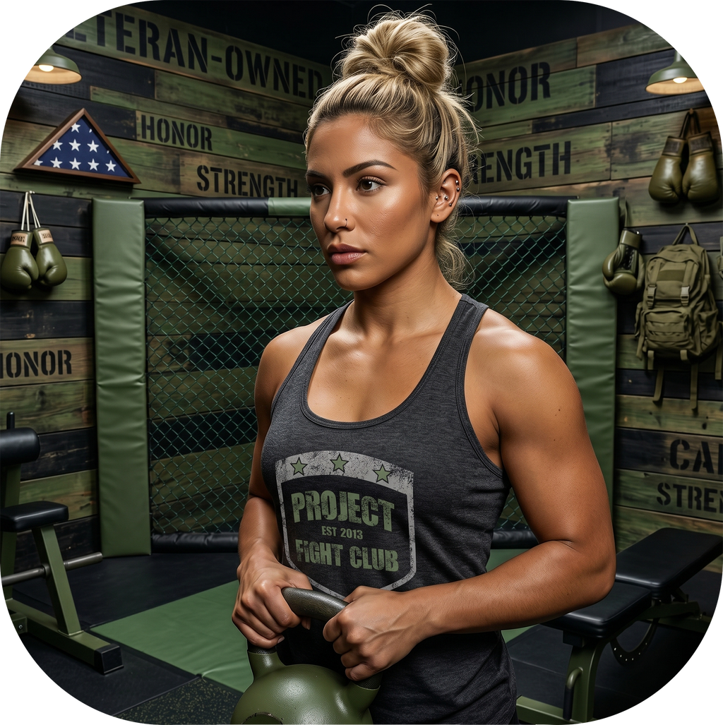 WOMENS DARK GREY RACERBACK TANK 2 - HONOR SOLDIERS & VETERANS