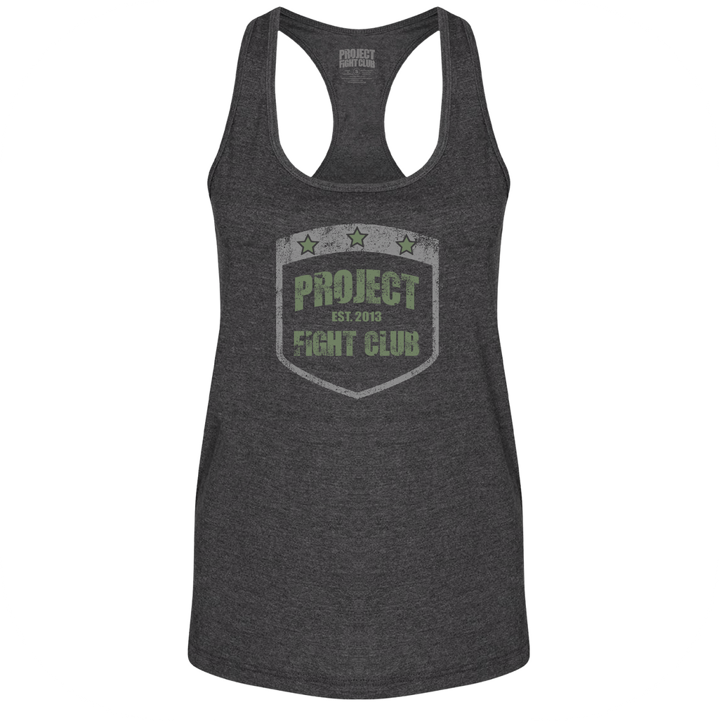 WOMENS DARK GREY RACERBACK TANK 2 - HONOR SOLDIERS & VETERANS