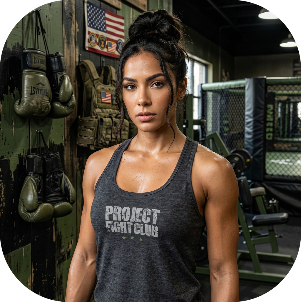 WOMENS DARK GREY RACERBACK TANK 3 - HONOR SOLDIERS & VETERANS