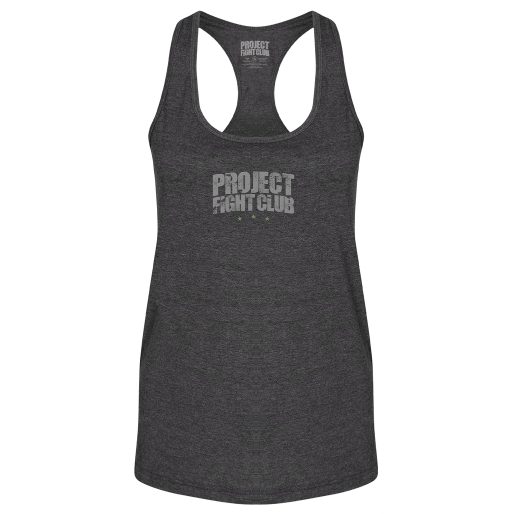 WOMENS DARK GREY RACERBACK TANK 3 - HONOR SOLDIERS & VETERANS