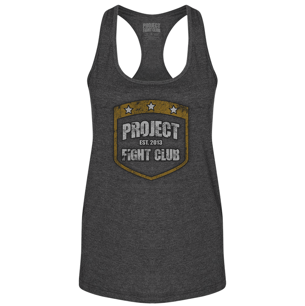 WOMENS DARK GREY RACERBACK TANK - PROTECT ANIMALS & WILDLIFE