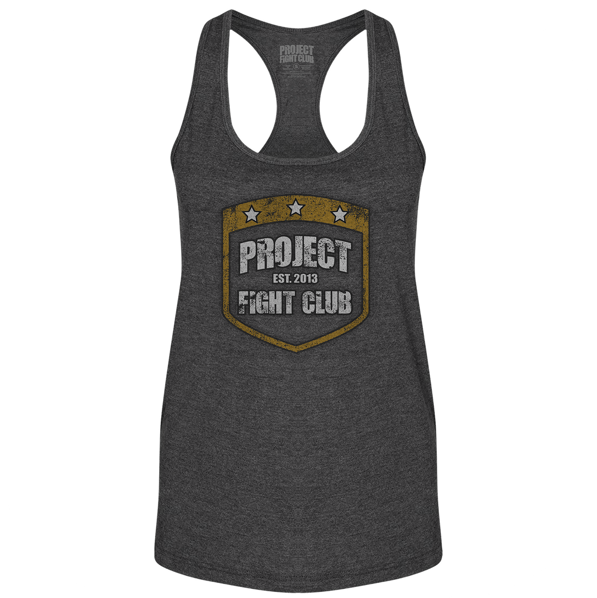 WOMENS DARK GREY RACERBACK TANK - PROTECT ANIMALS & WILDLIFE