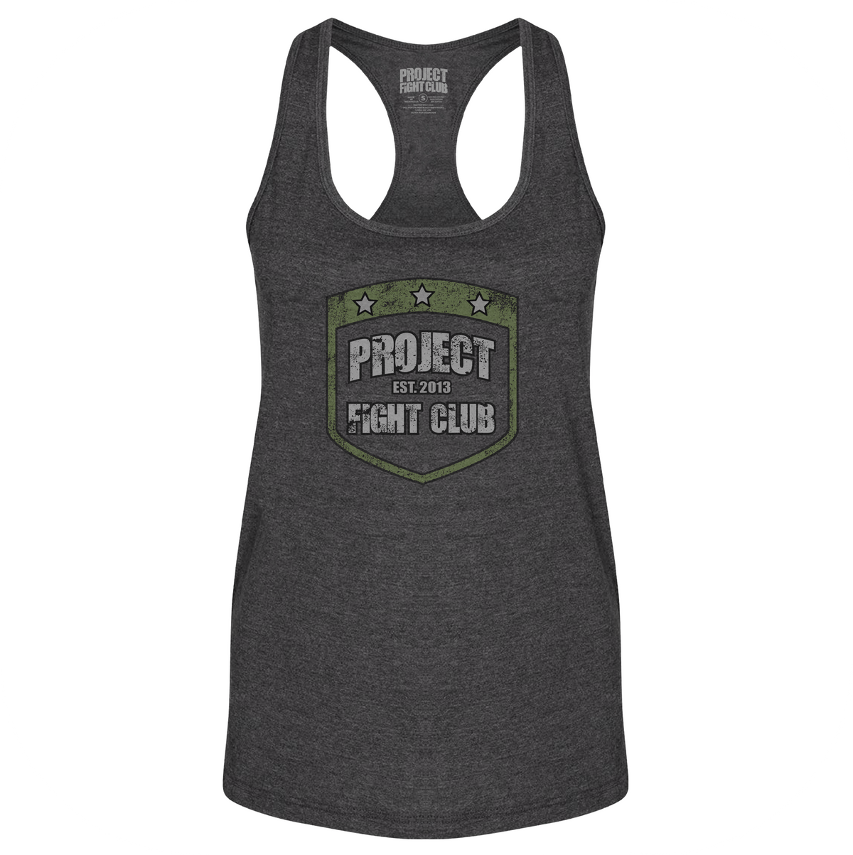 WOMENS DARK GREY RACERBACK TANK - HONOR SOLDIERS & VETERANS