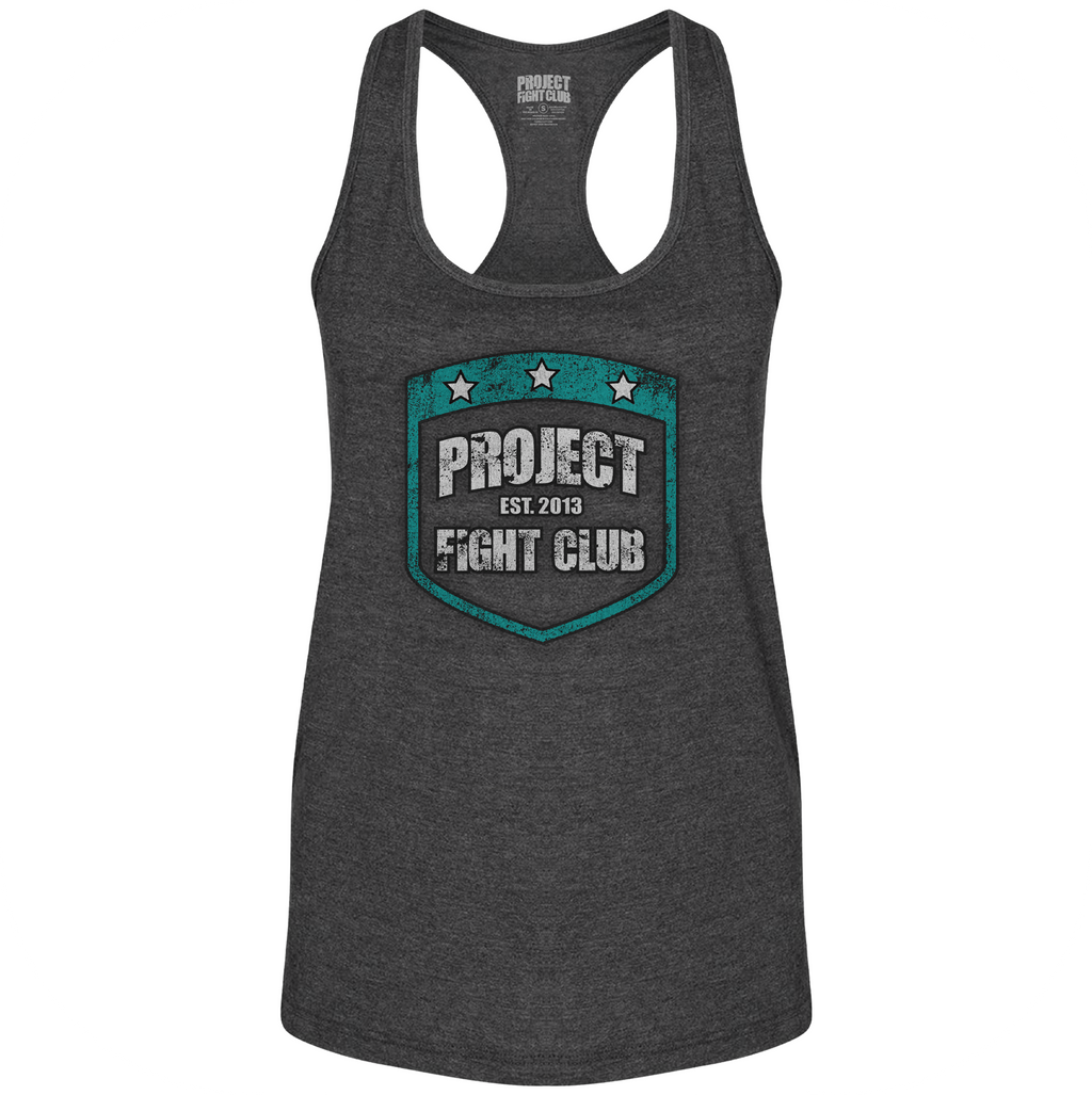 WOMENS DARK GREY RACERBACK TANK - FIGHT ADDICTION