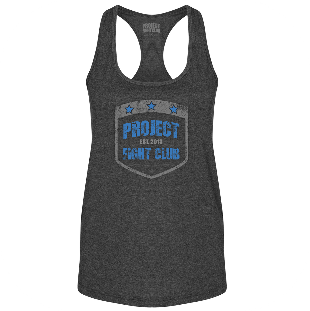 WOMENS DARK GREY RACERBACK TANK #2 - SUPPORT POLICE