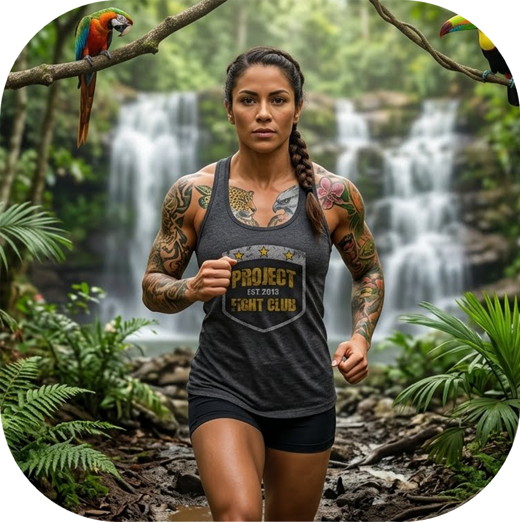 WOMENS DARK GREY RACERBACK TANK #2 - PROTECT ANIMALS & WILDLIFE
