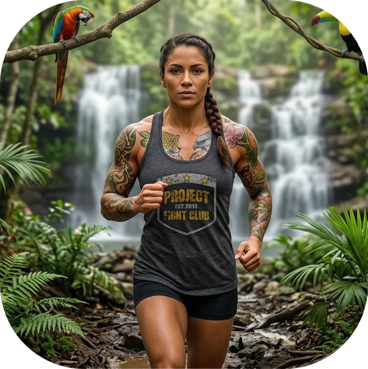 WOMENS DARK GREY RACERBACK TANK #2 - PROTECT ANIMALS & WILDLIFE