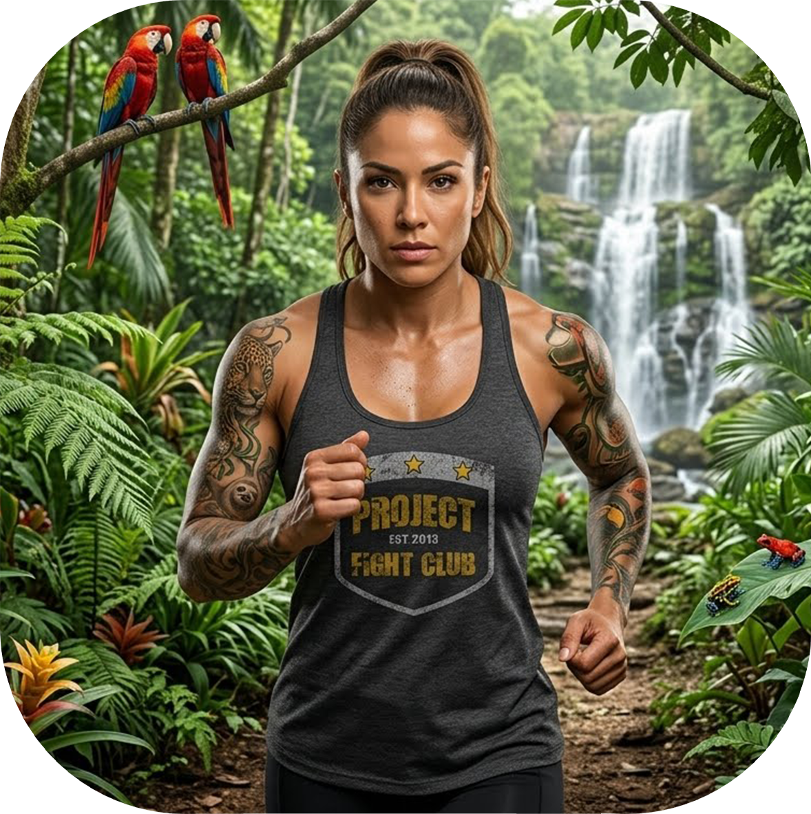 WOMENS DARK GREY RACERBACK TANK #2 - PROTECT ANIMALS & WILDLIFE