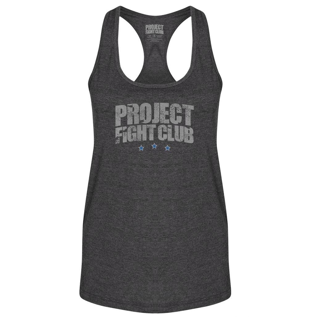 WOMENS DARK GREY RACERBACK TANK - SUPPORT POLICE
