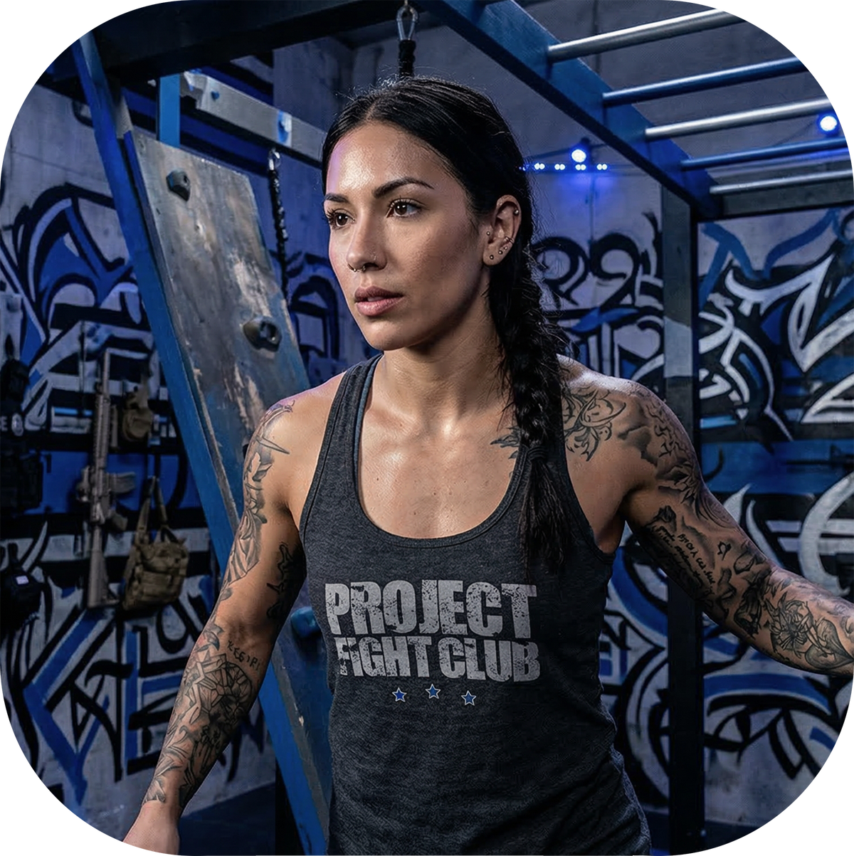WOMENS DARK GREY RACERBACK TANK - SUPPORT POLICE