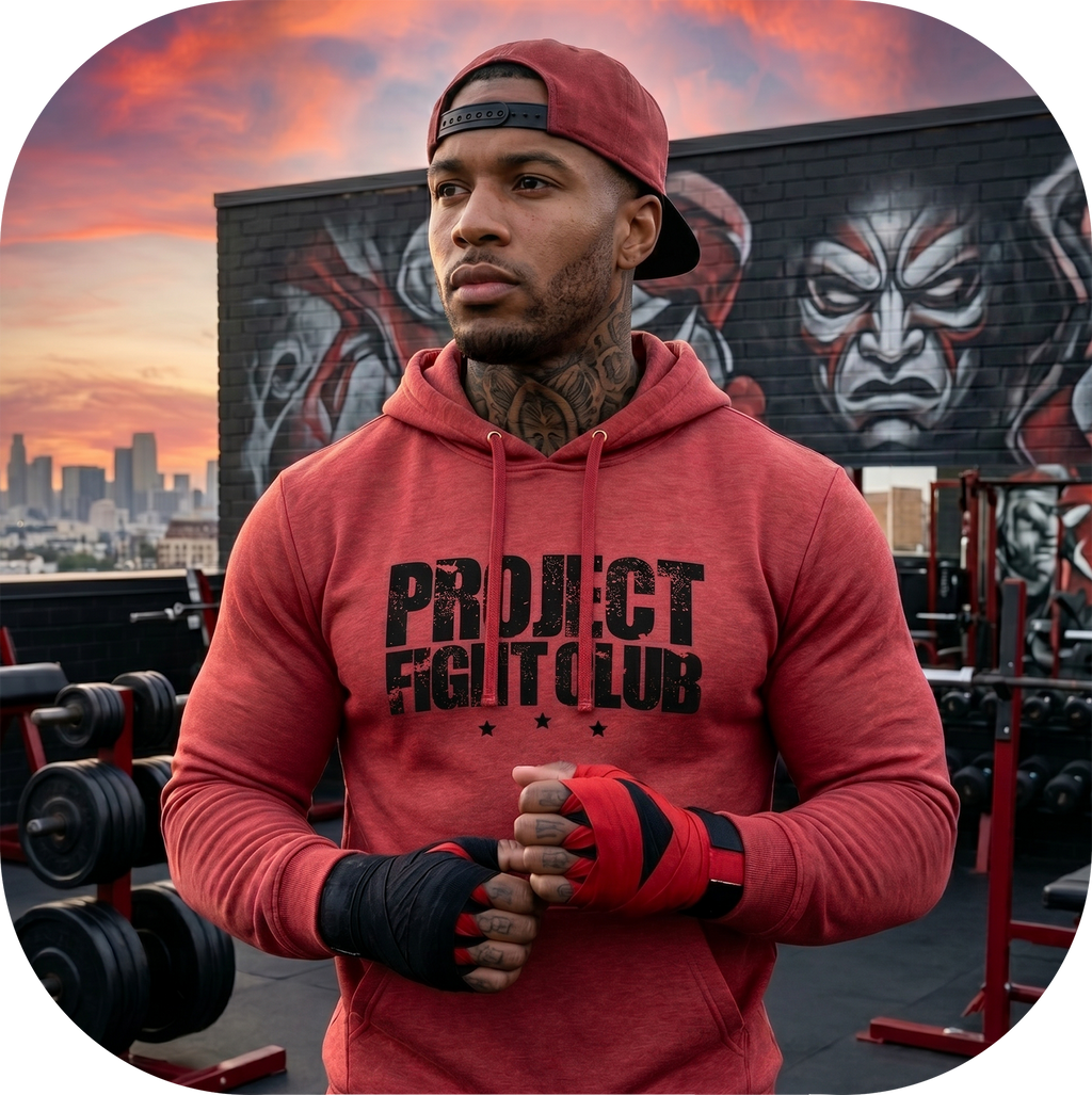 HEATHER RED MIDWEIGHT HOODIE - HONOR FIREFIGHTERS & EMTs