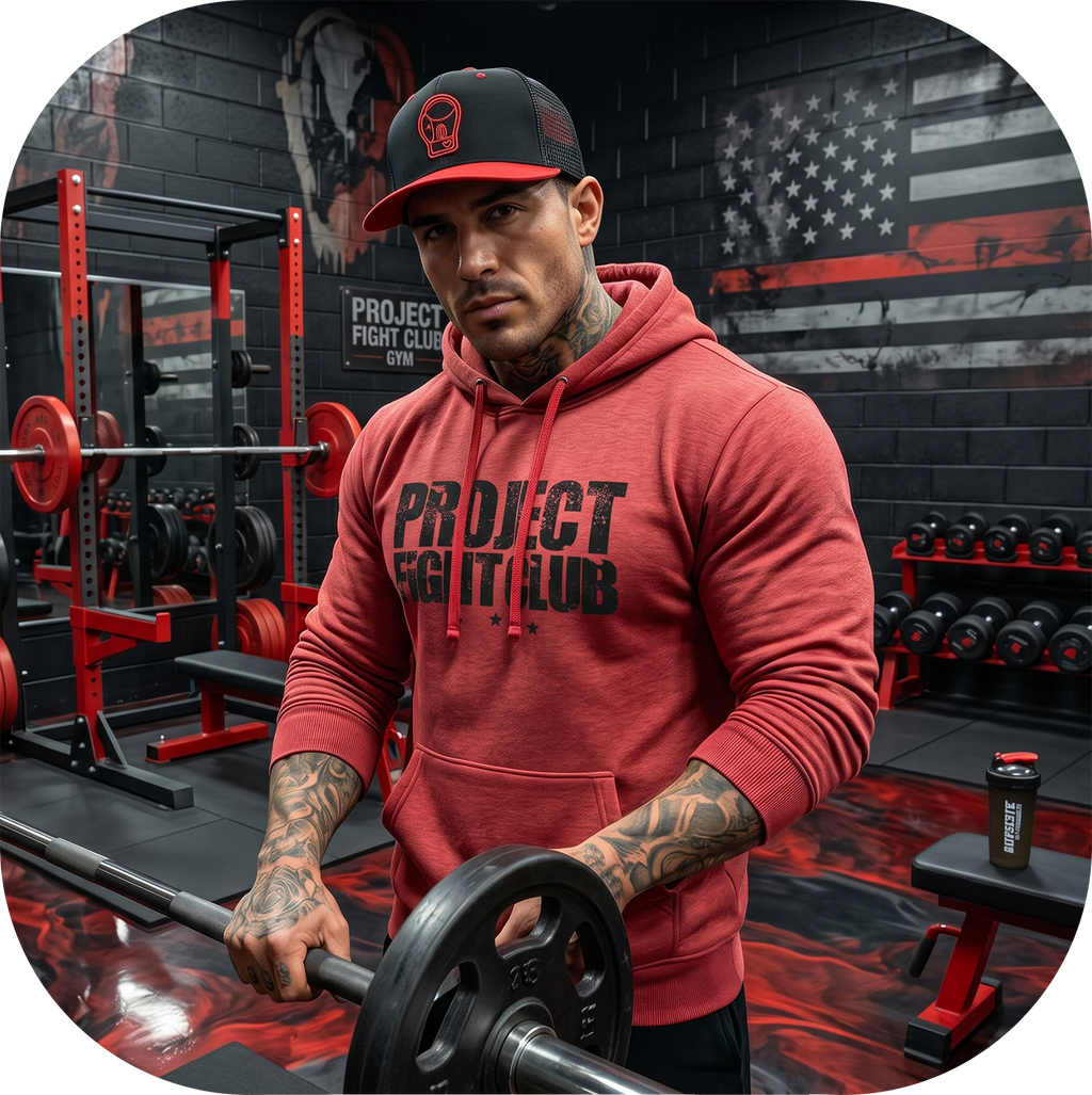 HEATHER RED MIDWEIGHT HOODIE - HONOR FIREFIGHTERS & EMTs