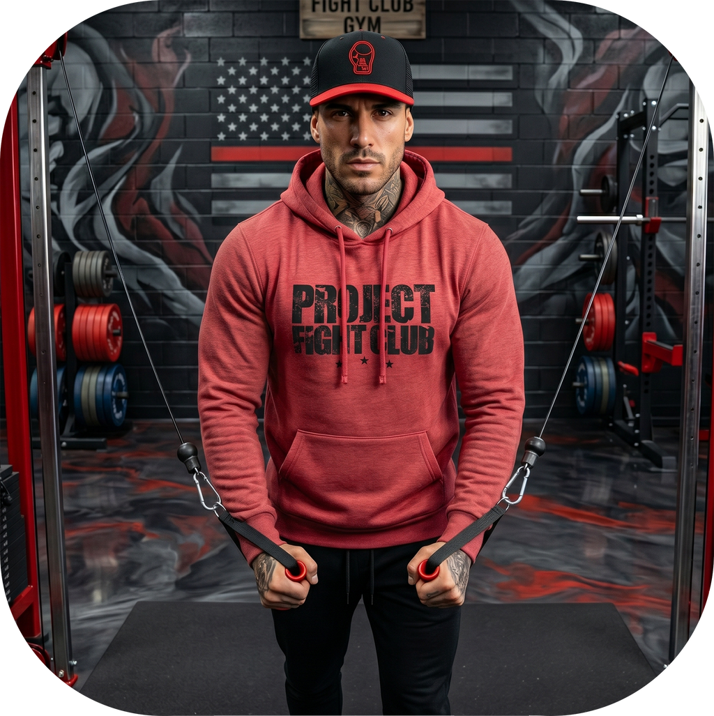 HEATHER RED MIDWEIGHT HOODIE - HONOR FIREFIGHTERS & EMTs